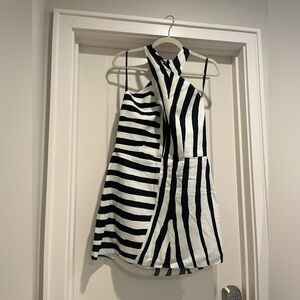 Cala de la Cruz Black and White Striped Halter Veneta Dress Large NWT